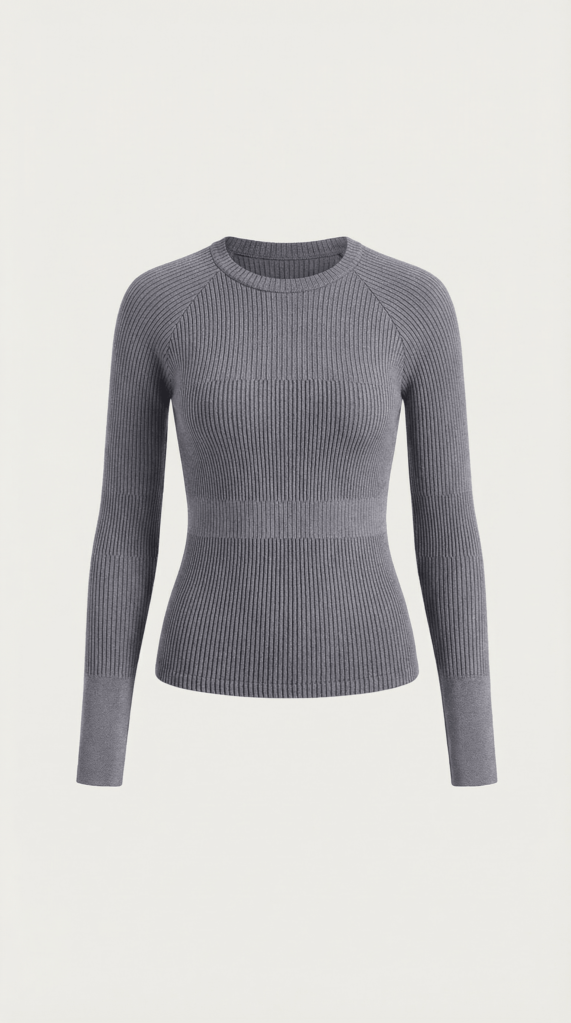 Bluzka damska prążkowana z okrągłym dekoltem - Arkadya Outlet - Women Top
