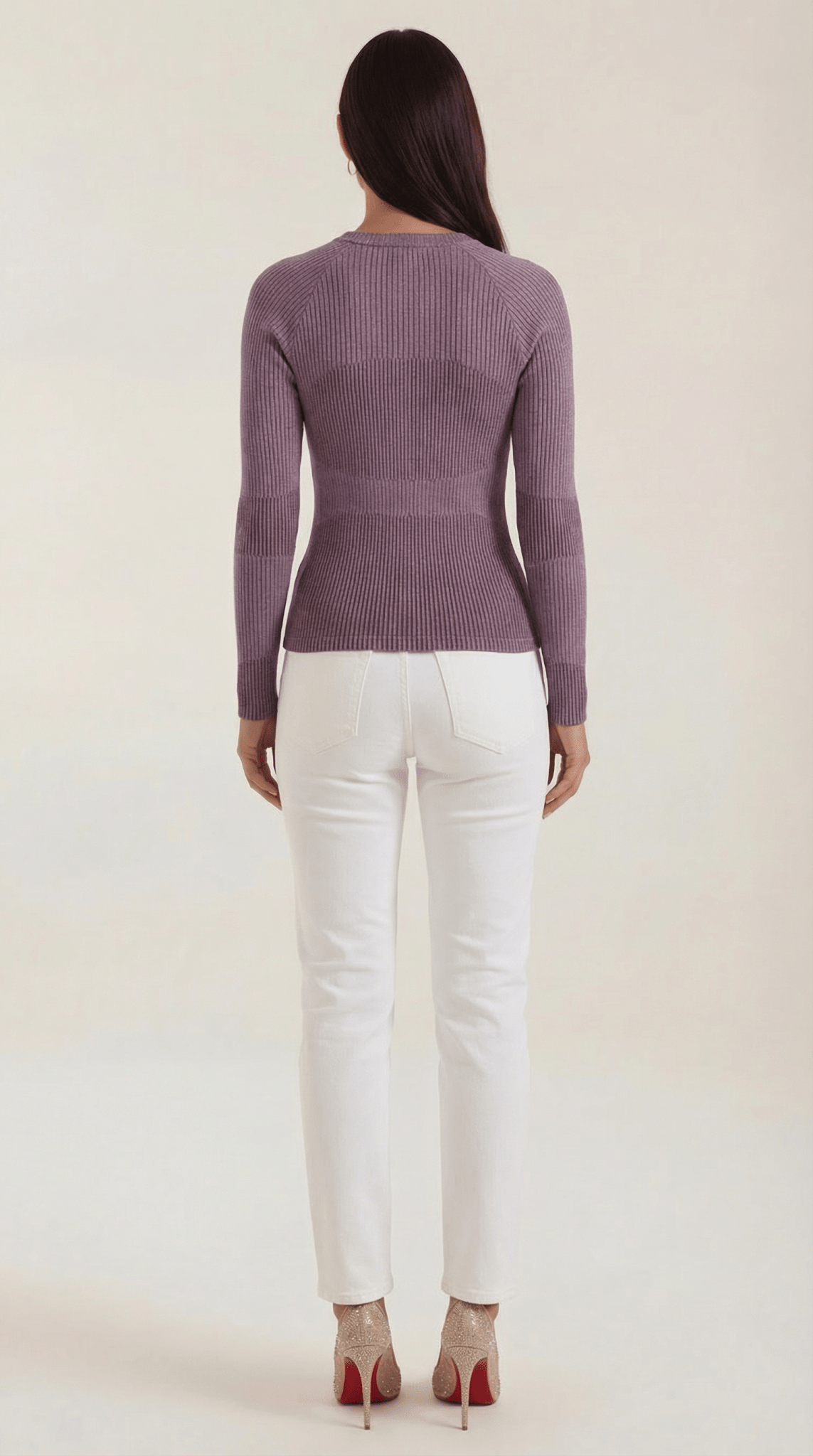 Bluzka damska prążkowana z okrągłym dekoltem - Arkadya Outlet - Women Top