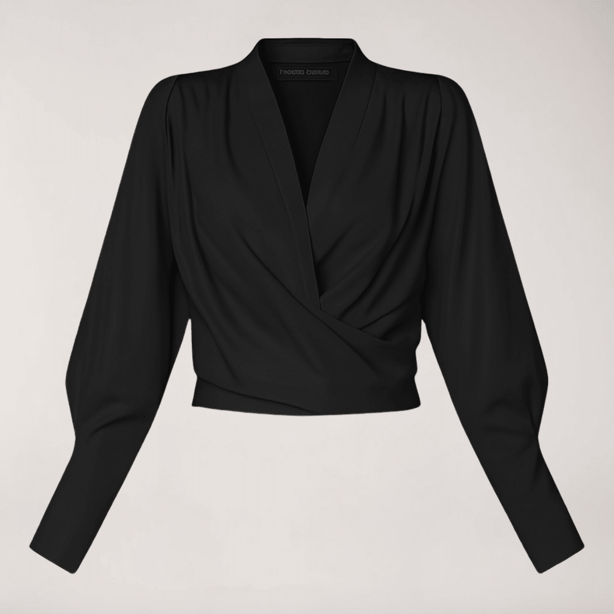 Bluzka damska z dekoltem V i bufiastymi rękawami - Arkadya Outlet - Women Blouse