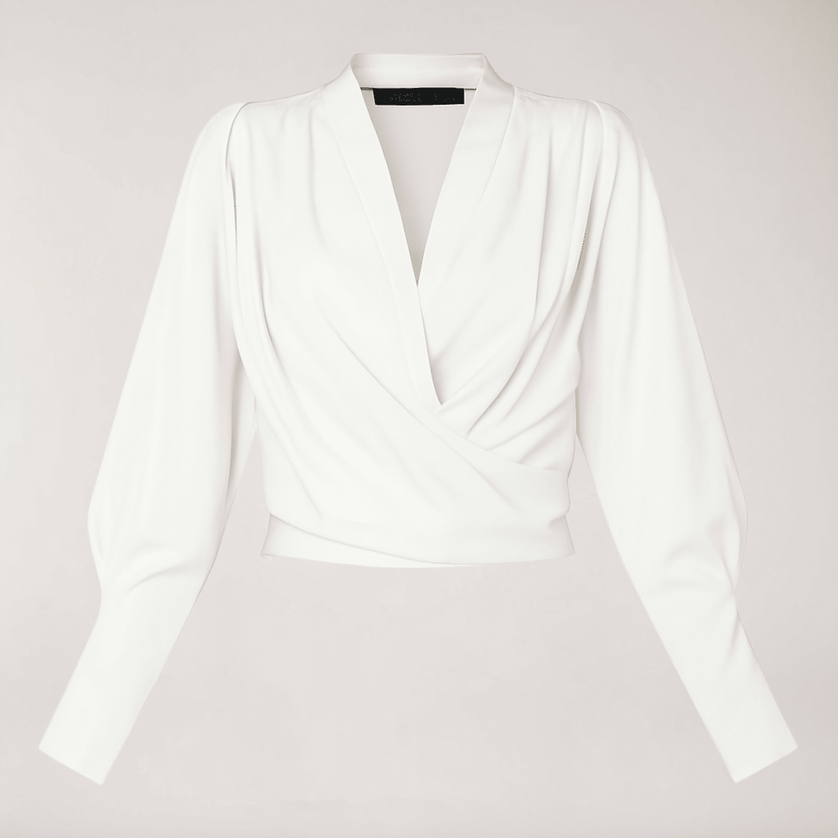 Bluzka damska z dekoltem V i bufiastymi rękawami - Arkadya Outlet - Women Blouse