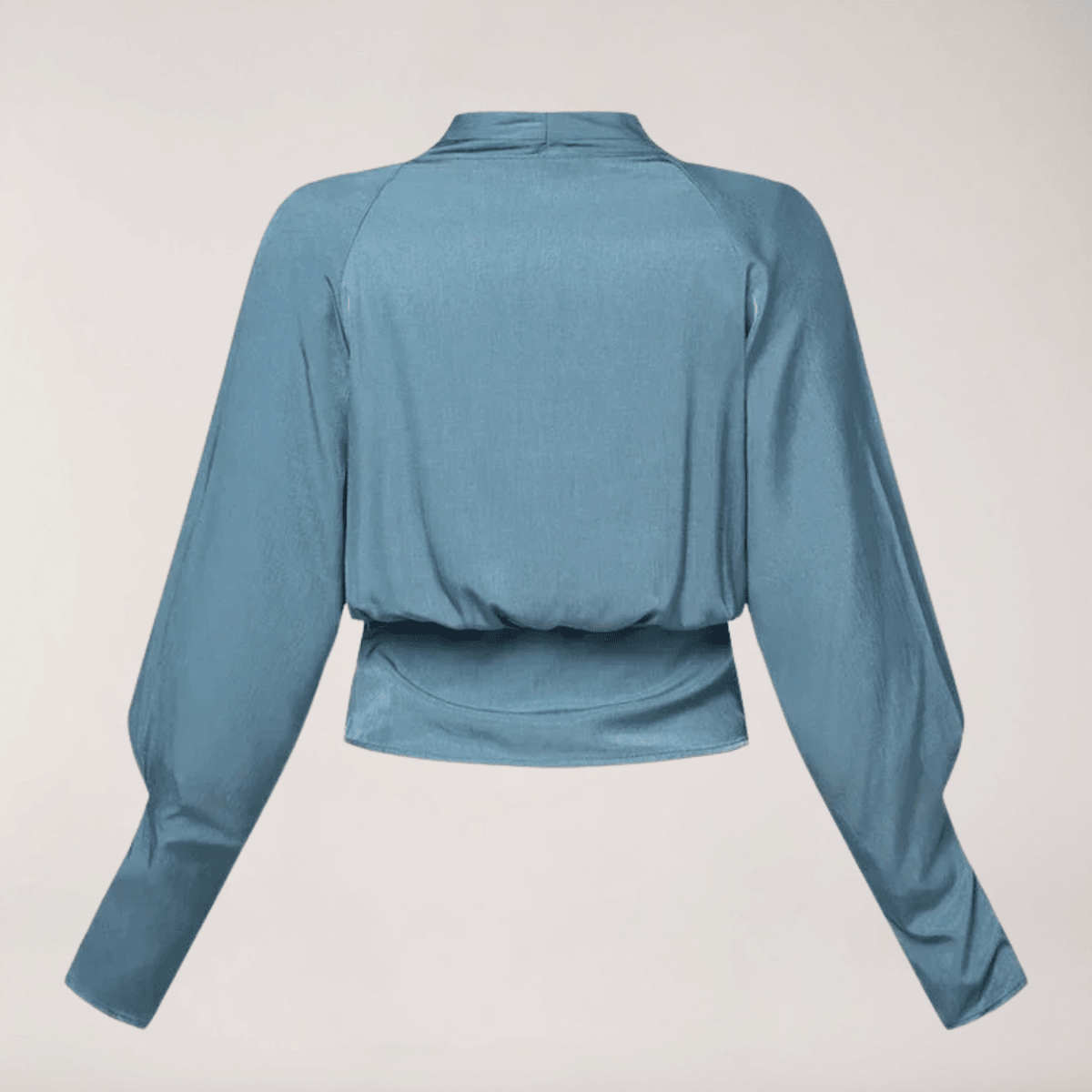 Bluzka damska z dekoltem V i bufiastymi rękawami - Arkadya Outlet - Women Blouse