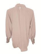 Bluzka damska z długim rękawem i wiązaniem przy szyi - Arkadya Outlet - Women Blouse