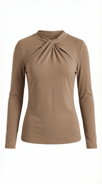 Bluzka damska z półgolfem długi rękaw - Arkadya Outlet - Women Top