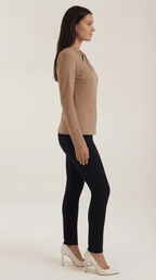 Bluzka damska z półgolfem długi rękaw - Arkadya Outlet - Women Top