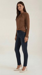 Bluzka damska z półgolfem długi rękaw - Arkadya Outlet - Women Top