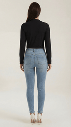 Bluzka damska z półgolfem długi rękaw - Arkadya Outlet - Women Top