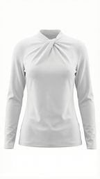 Bluzka damska z półgolfem długi rękaw - Arkadya Outlet - Women Top