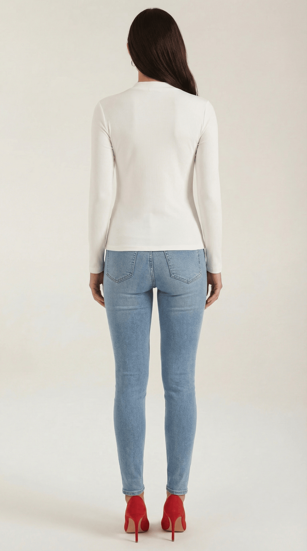 Bluzka damska z półgolfem długi rękaw - Arkadya Outlet - Women Top