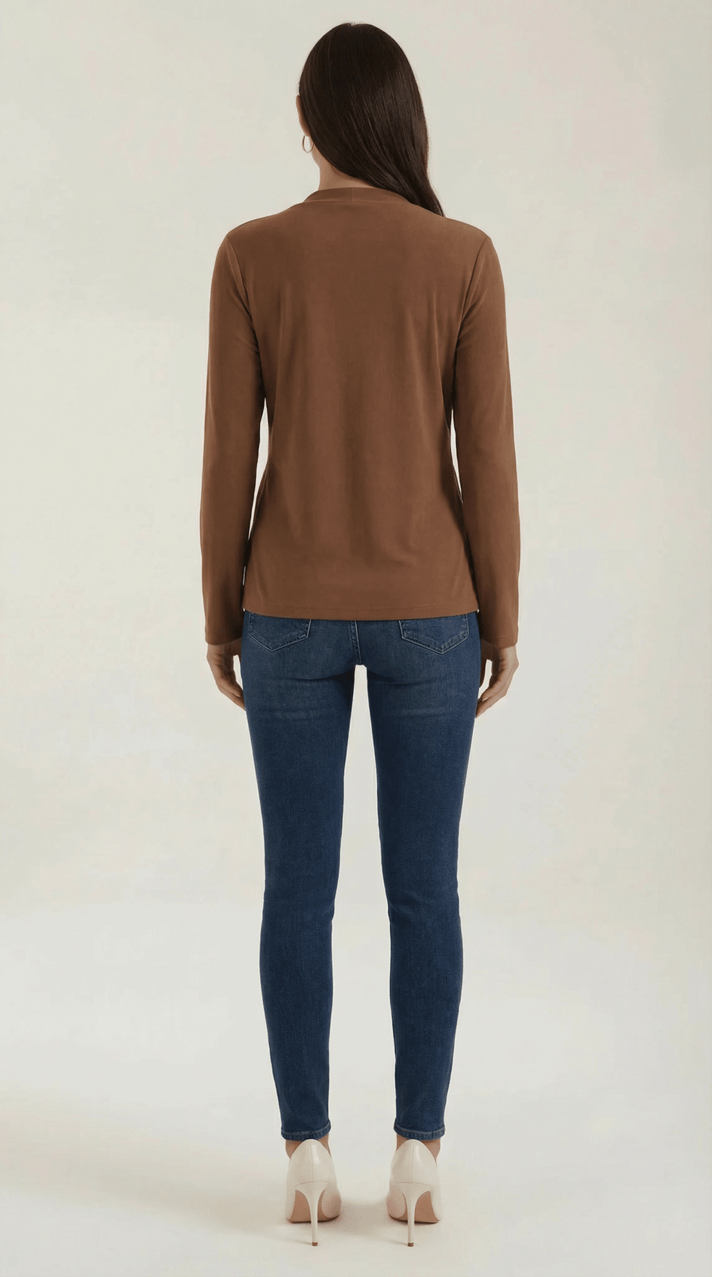 Bluzka damska z półgolfem długi rękaw - Arkadya Outlet - Women Top