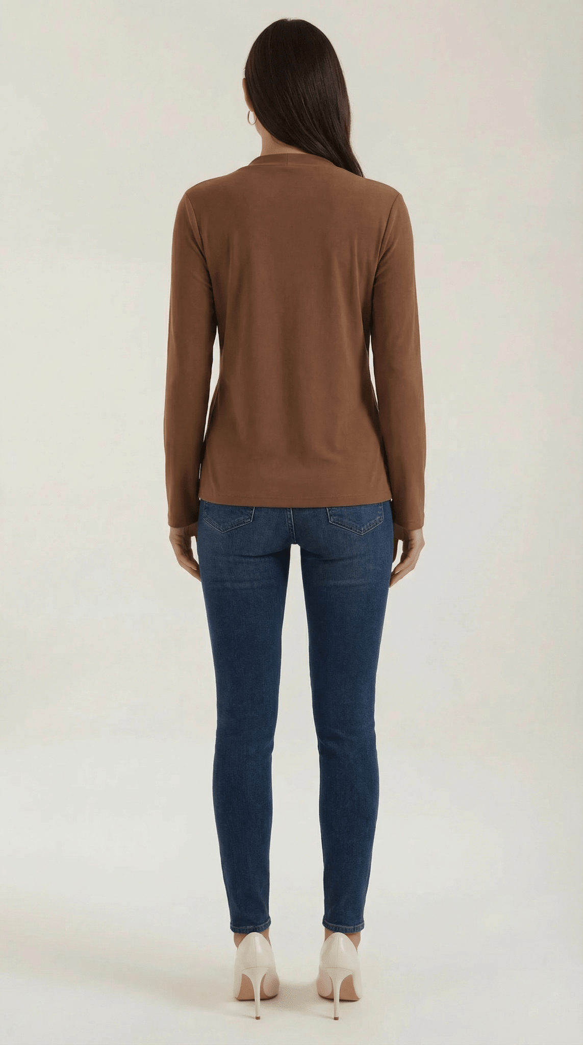 Bluzka damska z półgolfem długi rękaw - Arkadya Outlet - Women Top