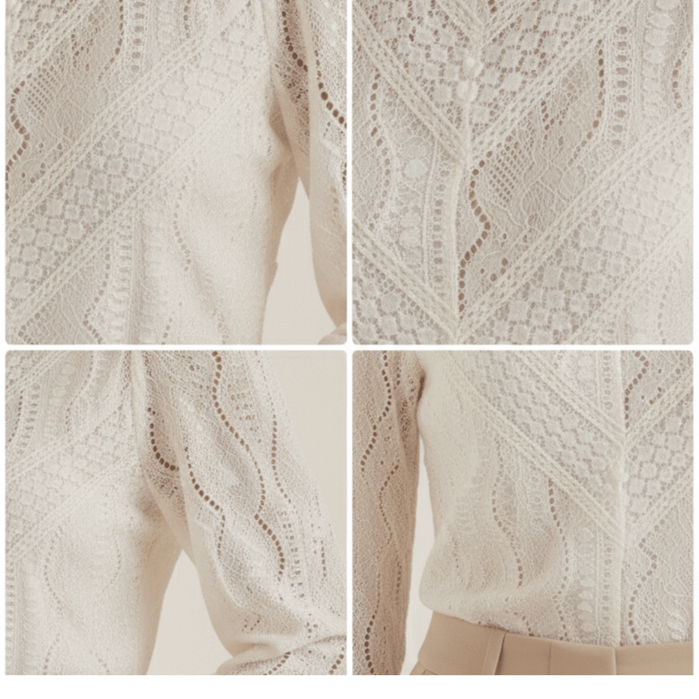 Bluzka damska z półgolfem długi rękaw - Arkadya Outlet - Women Top