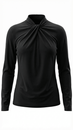 Bluzka damska z półgolfem długi rękaw - Arkadya Outlet - Women Top