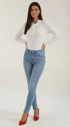Bluzka damska z półgolfem długi rękaw - Arkadya Outlet - Women Top