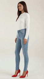 Bluzka damska z półgolfem długi rękaw - Arkadya Outlet - Women Top