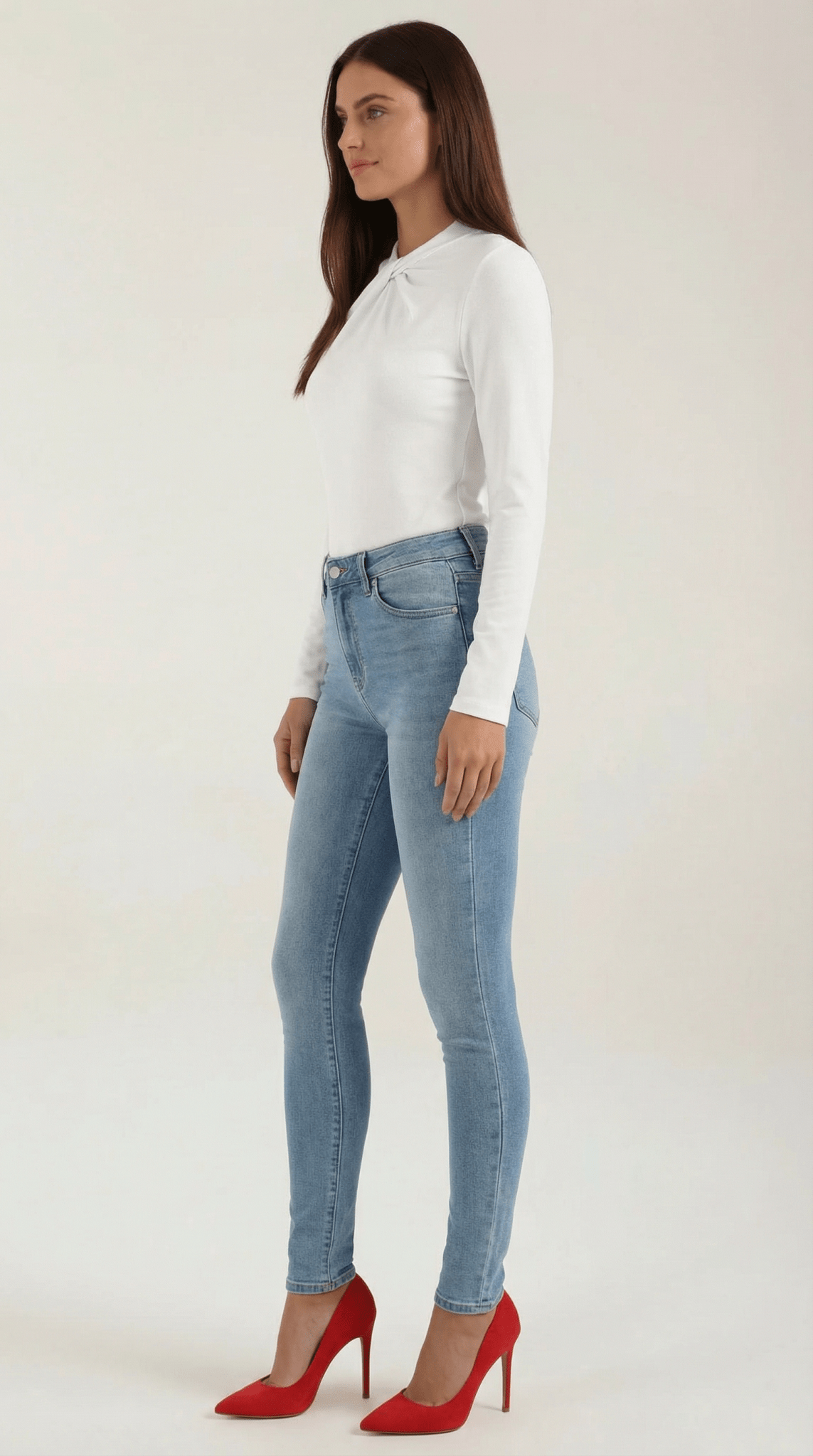Bluzka damska z półgolfem długi rękaw - Arkadya Outlet - Women Top
