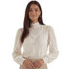 Bluzka damska z półgolfem długi rękaw - Arkadya Outlet - Women Top