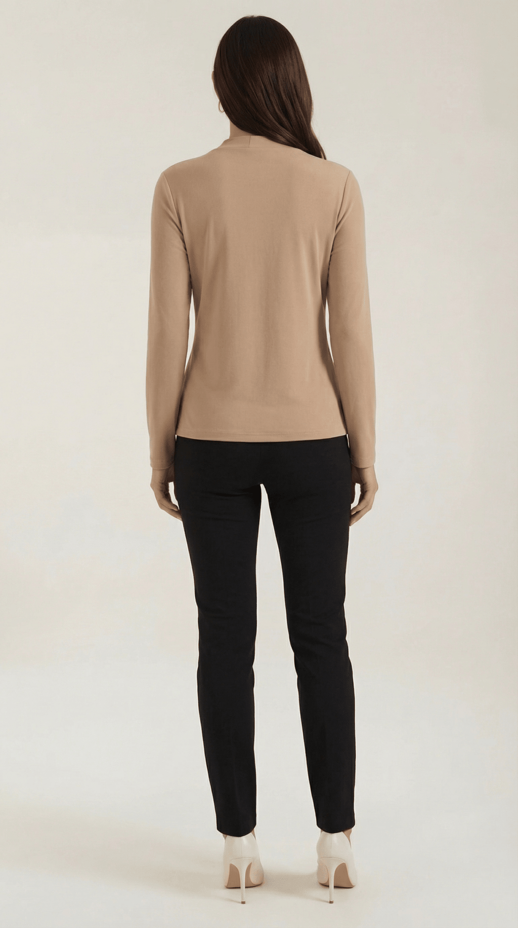 Bluzka damska z półgolfem długi rękaw - Arkadya Outlet - Women Top