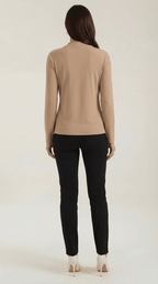 Bluzka damska z półgolfem długi rękaw - Arkadya Outlet - Women Top