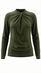 Bluzka damska z półgolfem długi rękaw - Arkadya Outlet - Women Top