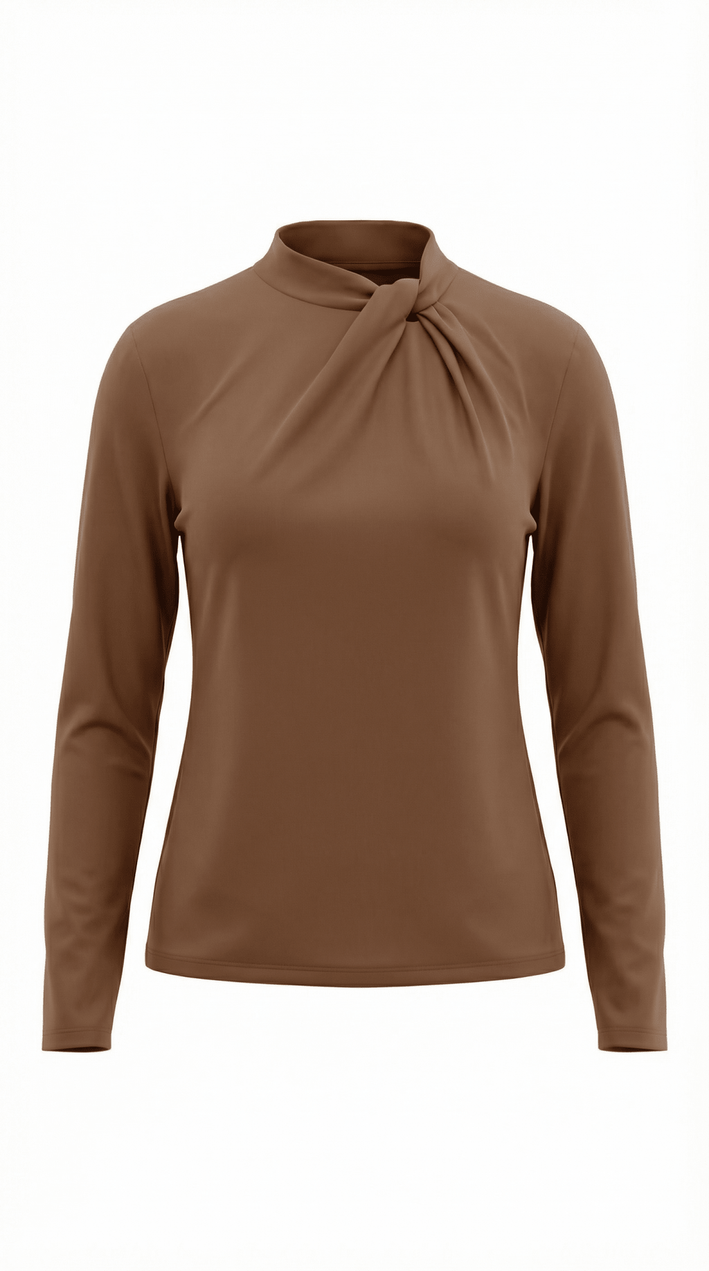 Bluzka damska z półgolfem długi rękaw - Arkadya Outlet - Women Top
