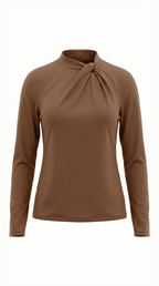Bluzka damska z półgolfem długi rękaw - Arkadya Outlet - Women Top