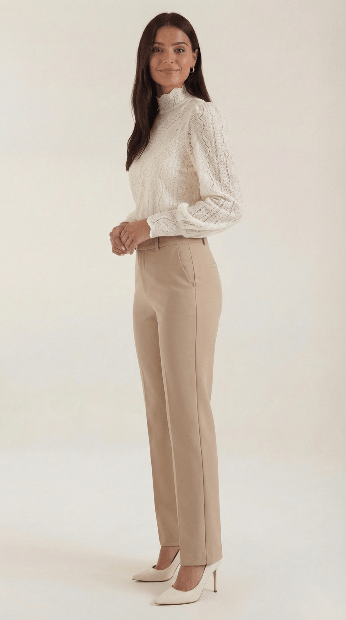 Bluzka damska z półgolfem długi rękaw - Arkadya Outlet - Women Top