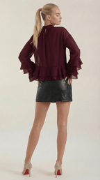 Bluzka damska z półgolfem i kołnierzem - Arkadya Outlet - Women Top