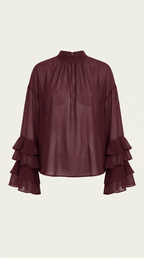 Bluzka damska z półgolfem i kołnierzem - Arkadya Outlet - Women Top