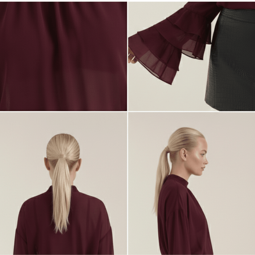 Bluzka damska z półgolfem i kołnierzem - Arkadya Outlet - Women Top