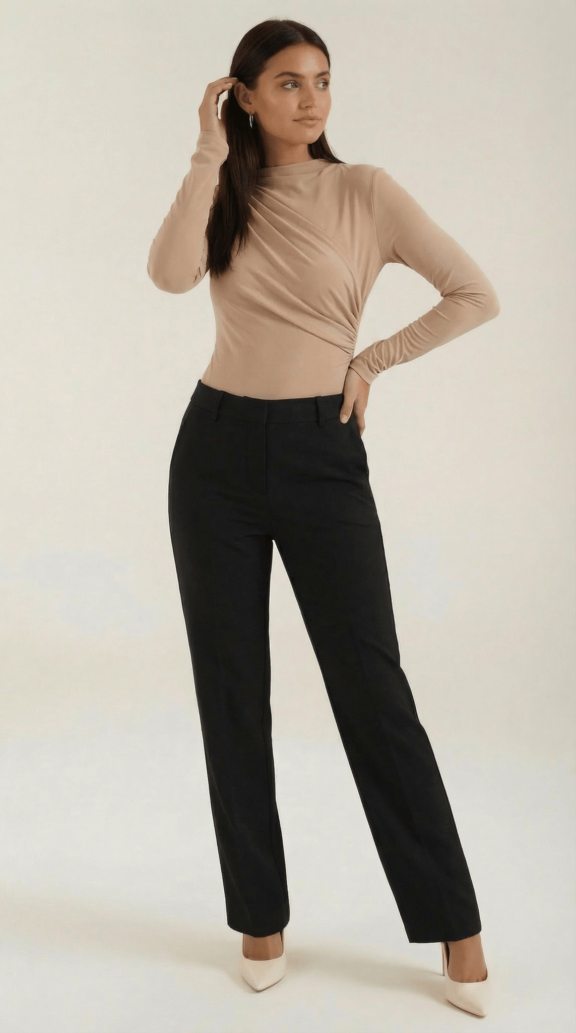 Body damskie długi rękaw marszczony krój - Arkadya Outlet - Women Top