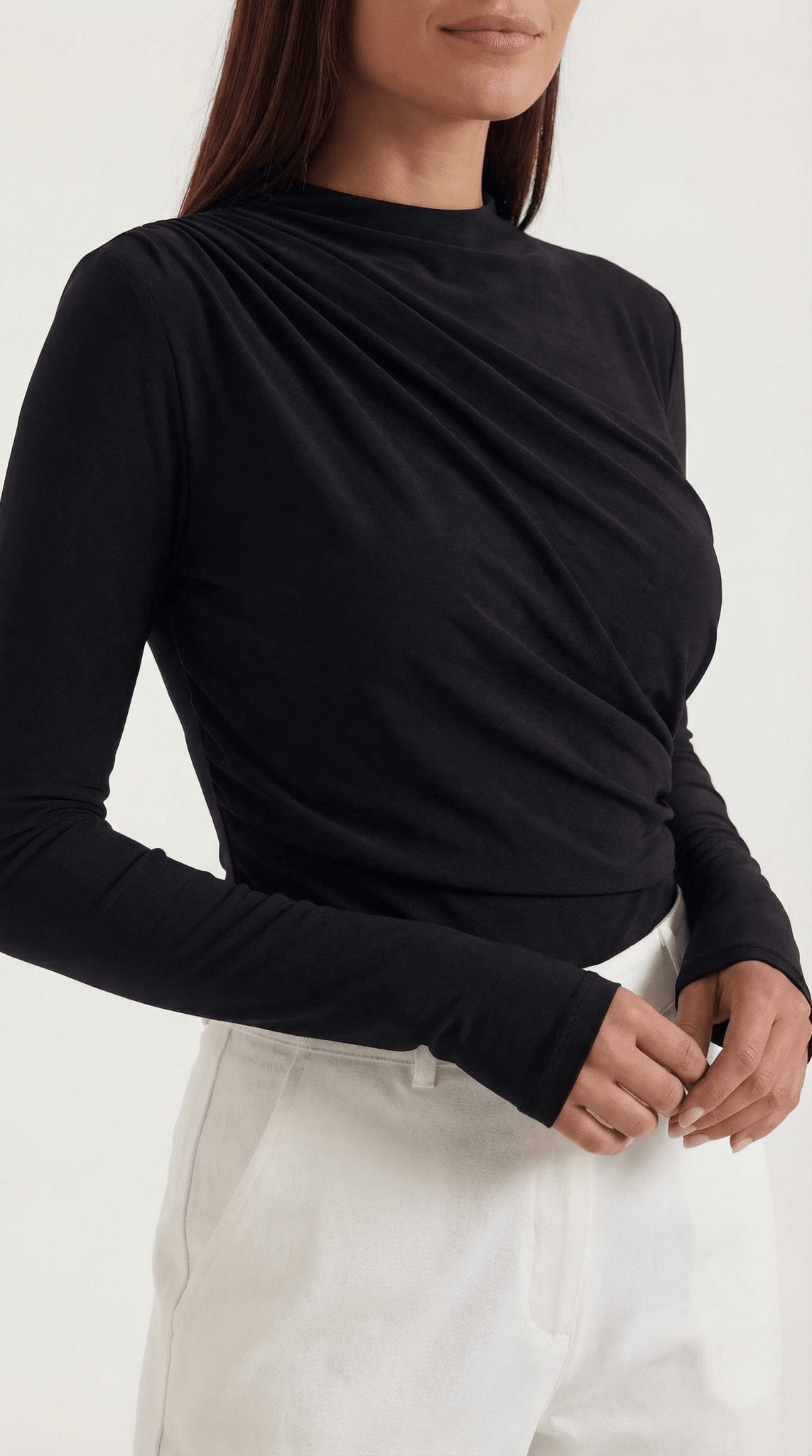 Body damskie długi rękaw marszczony krój - Arkadya Outlet - Women Top