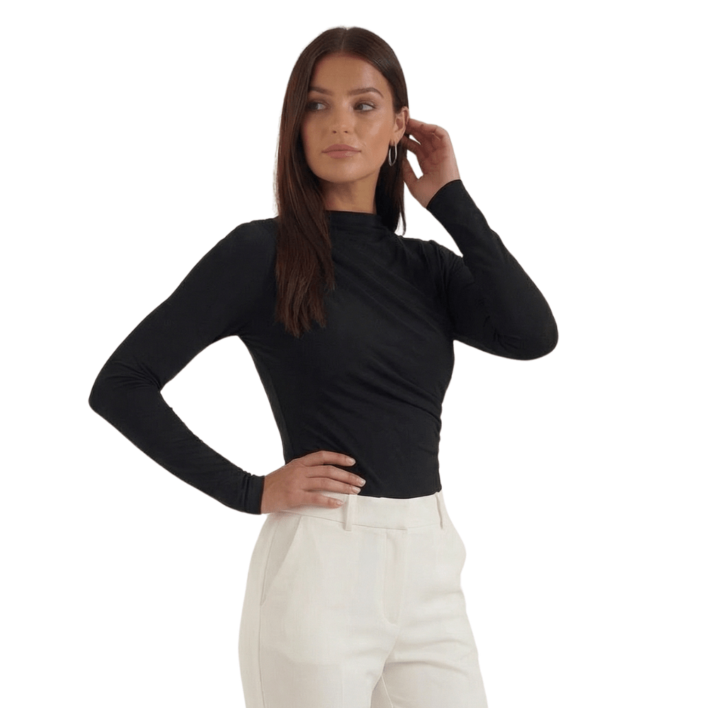 Body damskie długi rękaw marszczony krój - Arkadya Outlet - Women Top