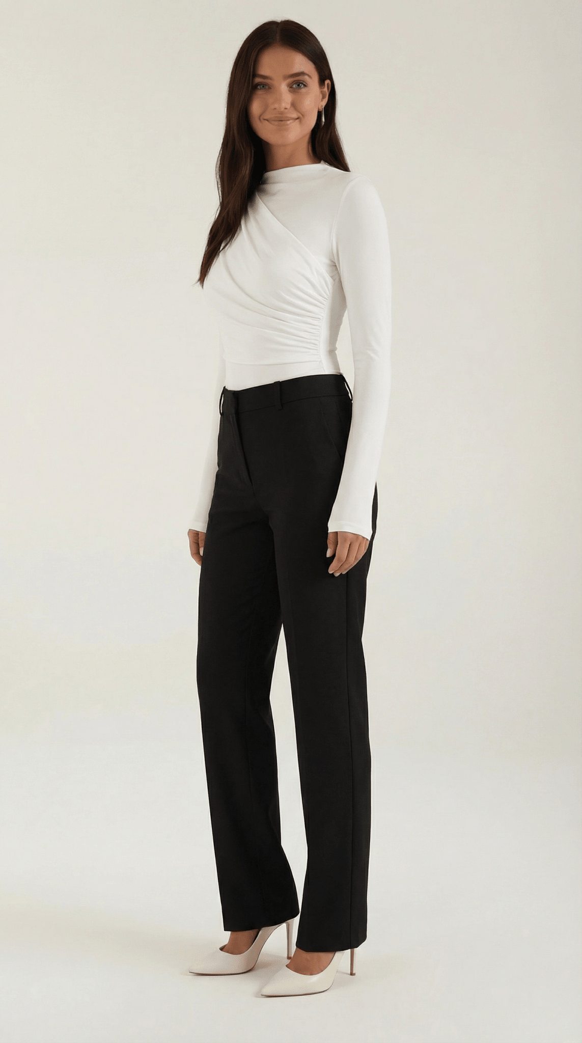 Body damskie długi rękaw marszczony krój - Arkadya Outlet - Women Top