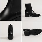 Botki damskie Chelsea zimowe na obcasie słupkowym – elastyczne wstawki boczne - Arkadya Outlet - Women Shoes