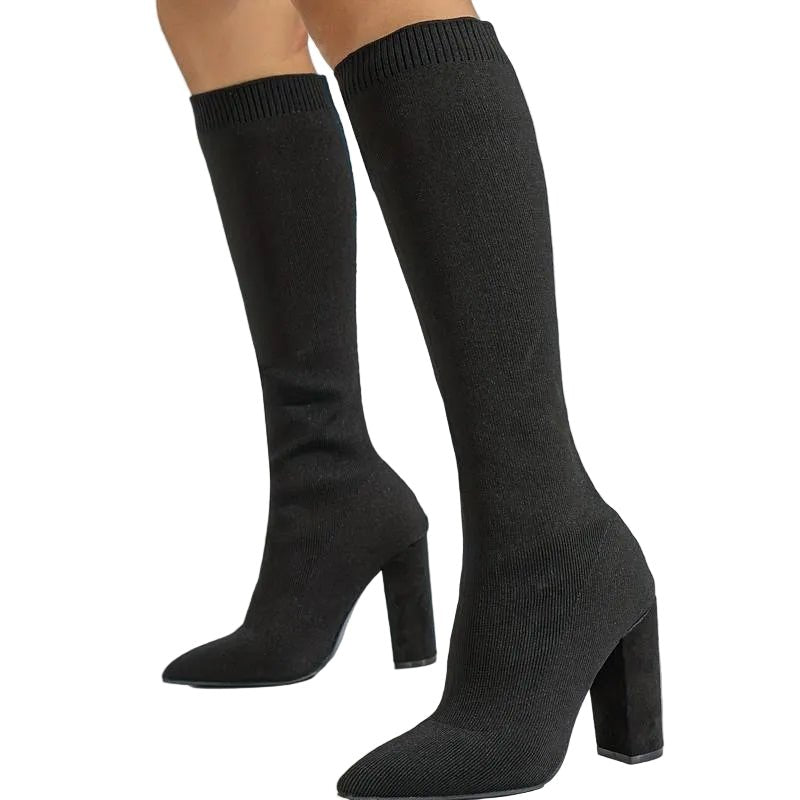 Botki damskie na wysokim obcasie z usztywnioną cholewką – długość do kostki - Arkadya Outlet - Women Shoes