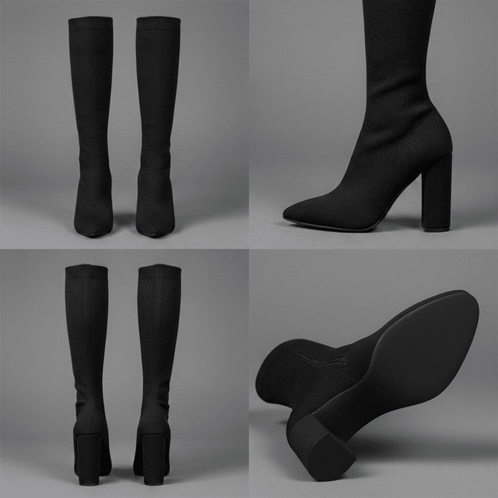 Botki damskie na wysokim obcasie z usztywnioną cholewką – długość do kostki - Arkadya Outlet - Women Shoes