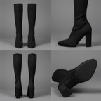 Botki damskie na wysokim obcasie z usztywnioną cholewką – długość do kostki - Arkadya Outlet - Women Shoes