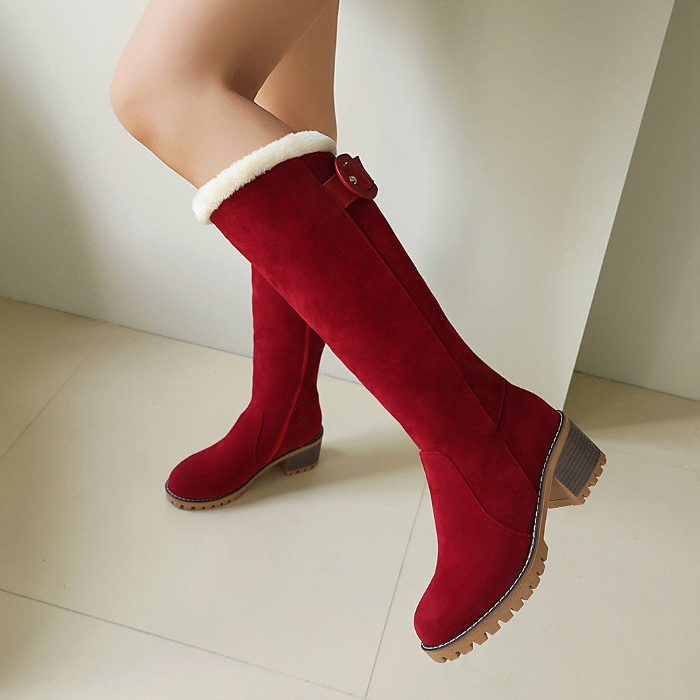 Botki Damskie | Wysoka cholewka z bocznym suwakiem i klamrą - Arkadya Outlet - Boots