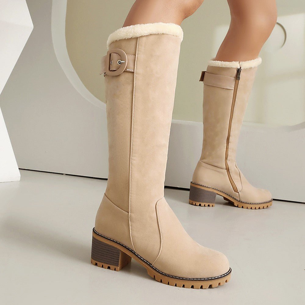 Botki Damskie | Wysoka cholewka z bocznym suwakiem i klamrą - Arkadya Outlet - Boots