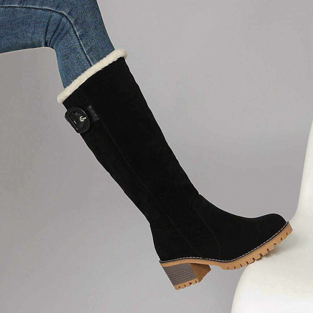 Botki Damskie | Wysoka cholewka z bocznym suwakiem i klamrą - Arkadya Outlet - Boots