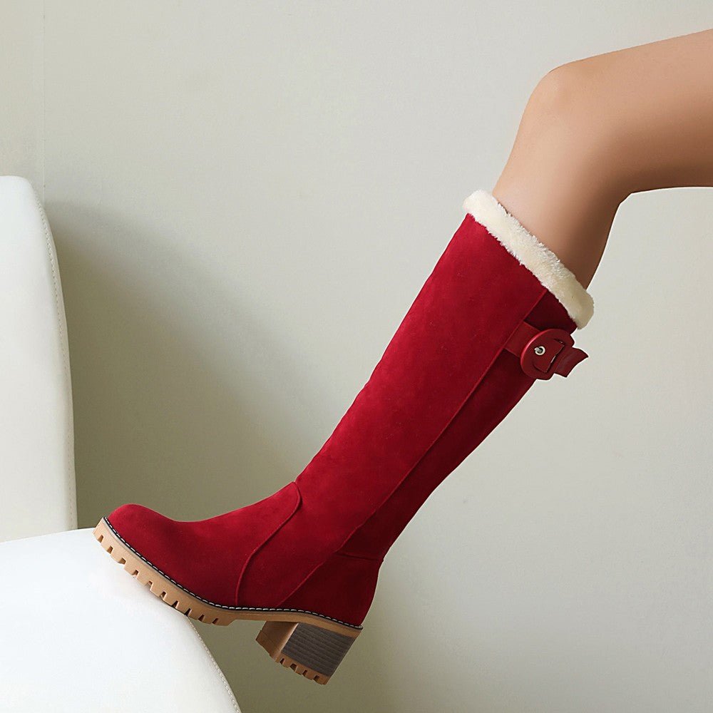 Botki Damskie | Wysoka cholewka z bocznym suwakiem i klamrą - Arkadya Outlet - Boots