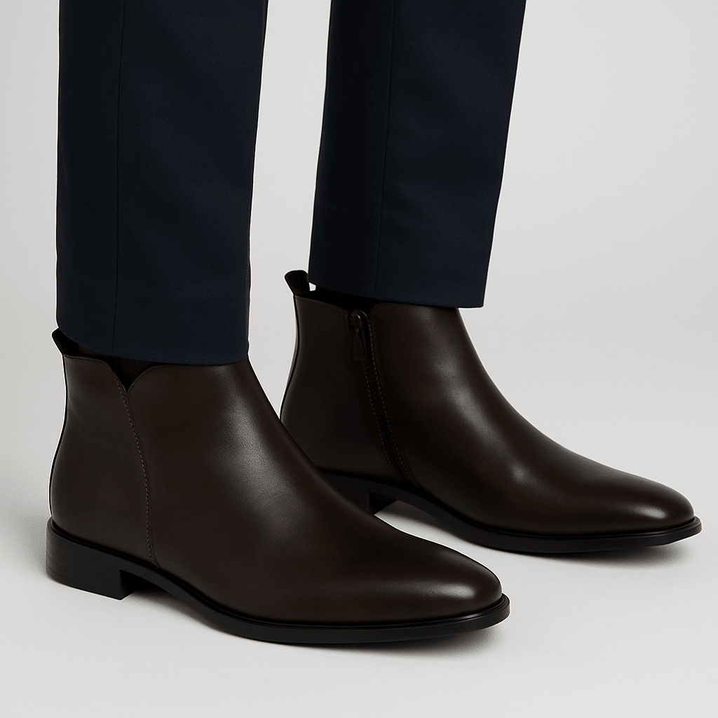 Botki Męskie | Boczny Zamek i Zamknięty Nosek do Kostki - Arkadya Outlet - Boots