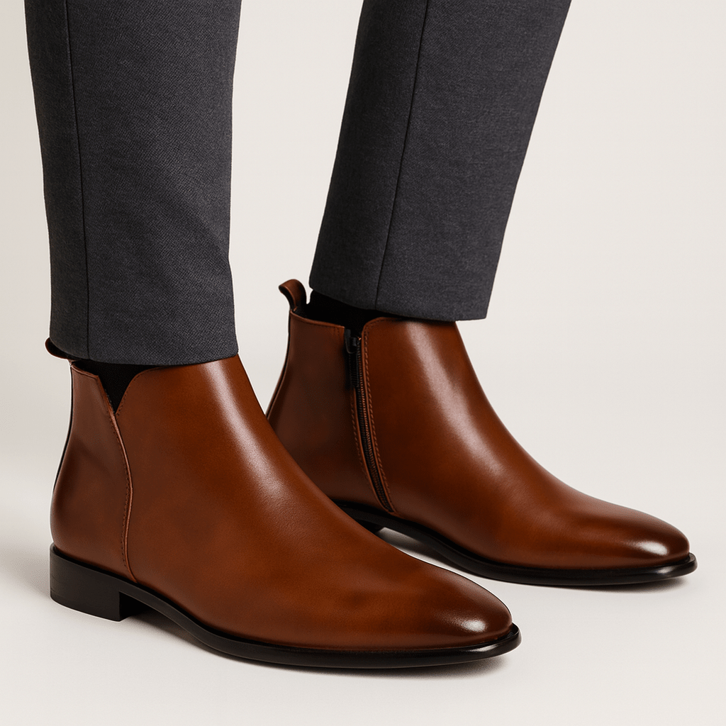 Botki Męskie | Boczny Zamek i Zamknięty Nosek do Kostki - Arkadya Outlet - Boots