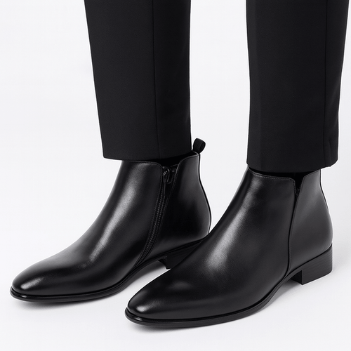 Botki Męskie | Boczny Zamek i Zamknięty Nosek do Kostki - Arkadya Outlet - Boots