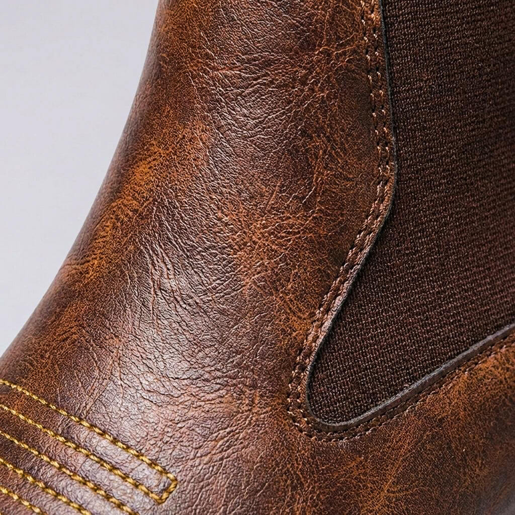 Buty Chelsea Męskie | Wsuwane z haftem na nosie i blokiem obcasa - Arkadya Outlet - Boots