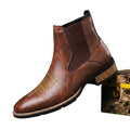 Buty Chelsea Męskie | Wsuwane z haftem na nosie i blokiem obcasa - Arkadya Outlet - Boots