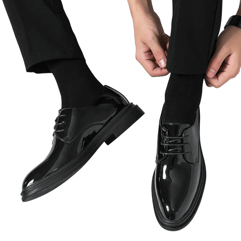Buty Wizytowe Męskie Sznurowane Oxfordy Spiczasty Nosek - Arkadya Outlet - Men Shoes