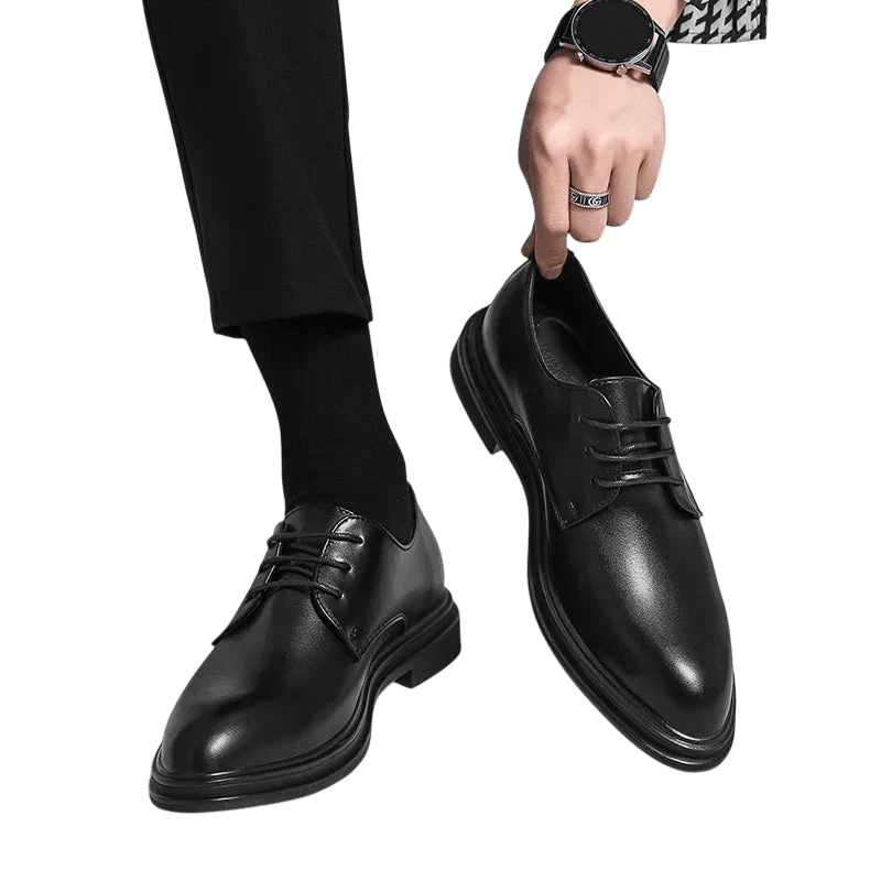 Buty Wizytowe Męskie Sznurowane Oxfordy Spiczasty Nosek - Arkadya Outlet - Men Shoes