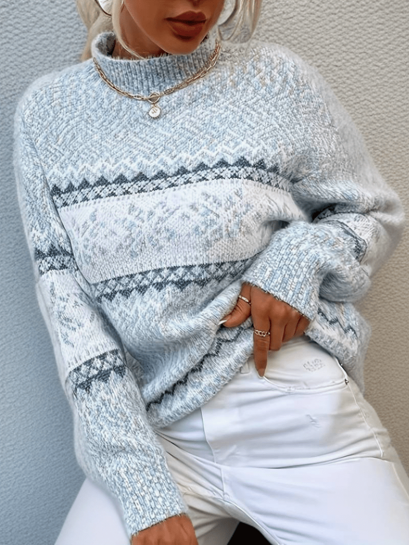 Damska Bluza | Krój Klasyczny z Okrągłym Dekoltem i Długim Rękawem - Arkadya Outlet - Sweaters
