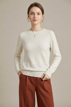 Damska Bluza | Luźny krój z okrągłym dekoltem i prążkowanymi - Arkadya Outlet - Sweaters
